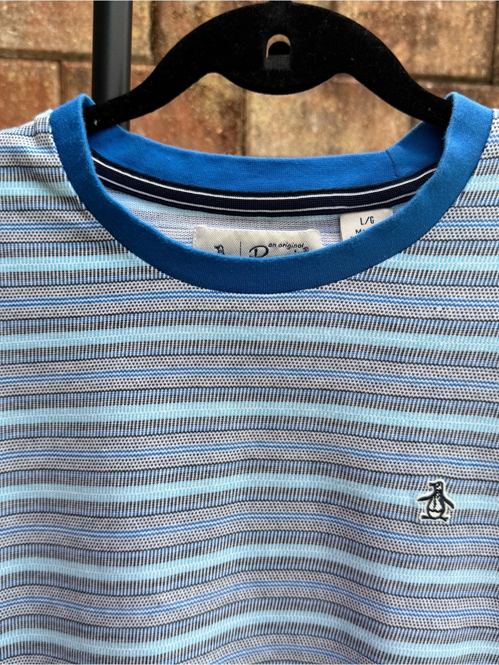 Original Penguin Blue & Light Blue Striped Short-Sleeve Crewneck Tee
